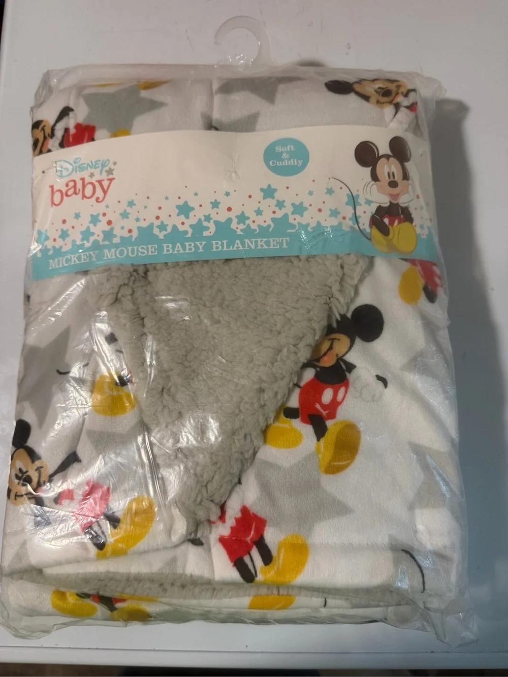 Disney Baby Mickey Mouse Sherpa Throw - White, Gray, Yellow, Red, Black